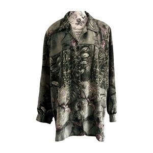 Vintage green and purple floral witchy blouse